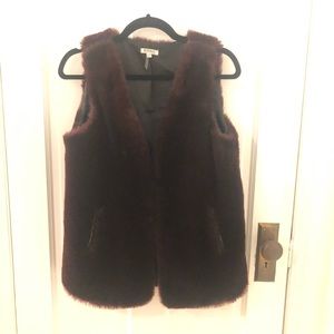 Burgundy faux fur vest